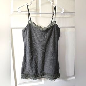 Gray Lace Trim Cami Top